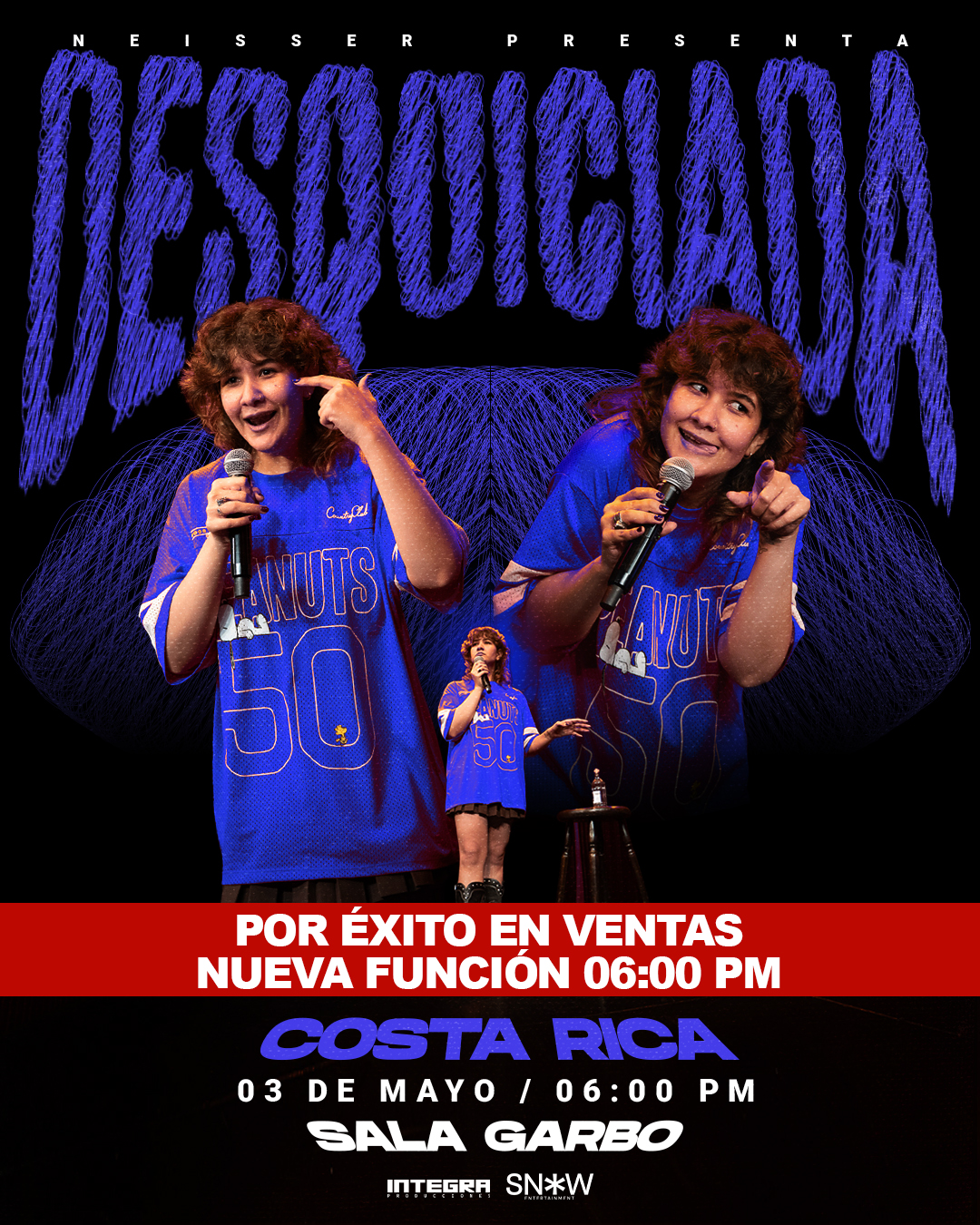 Neisser presenta Desquiciada en Costa Rica 6pm